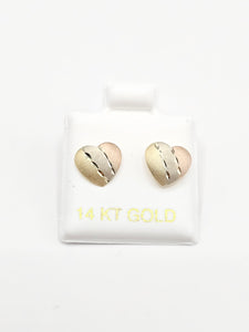 14K Gold Earrings - Multi-Color Heart