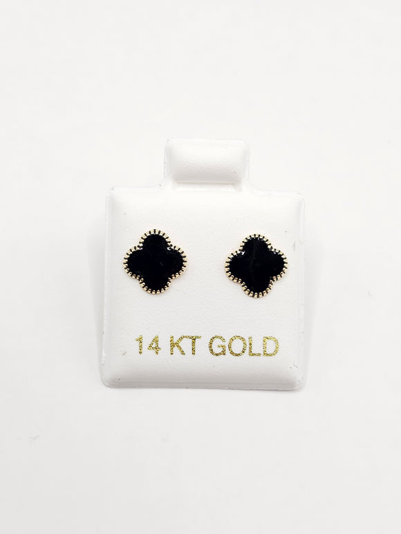 14K Gold Earrings - Black Clover