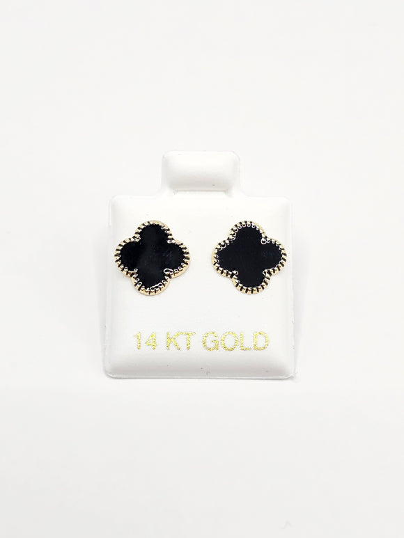 14K Gold Earrings - Black Clover