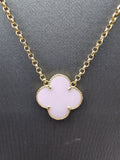 14k Gold Necklace - Pink Clover