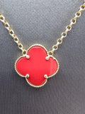 14k Gold Necklace - Red Clover