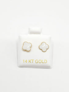 14K Gold Earrings - White Clover