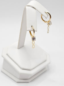 14K Gold Earrings - Huggie Hoops w/Infinity