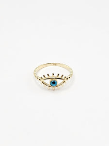 14K Gold Ring - Evil Eyes