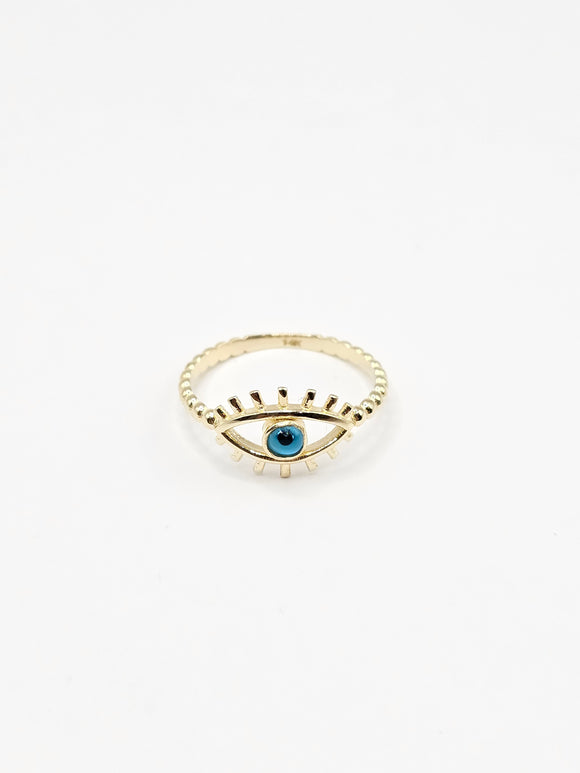 14K Gold Ring - Evil Eyes