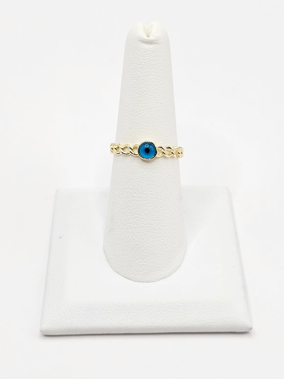 14K Gold Ring - Evil Eyes