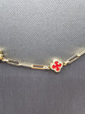 14k Gold Necklace - Red Clover