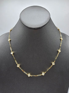 14k Gold Necklace - White Clover