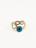 14K Gold Ring - Evil Eye, Heart and Infinity