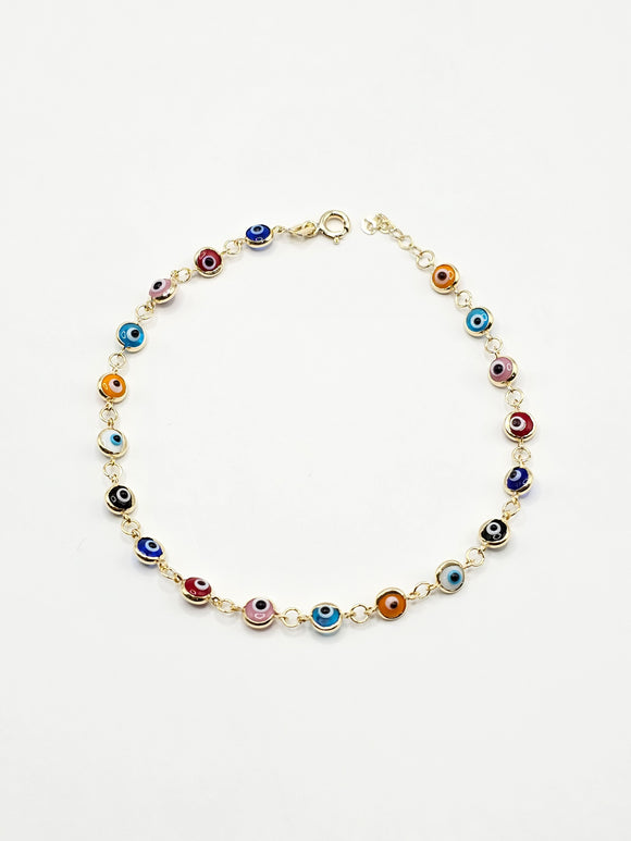 14k Gold Bracelet - Evil Eyes