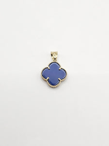 14k Gold pendant - Blue Clover