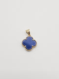 14k Gold pendant - Blue Clover