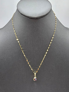 *Special Set* 14k Gold Chain w/pendant - Red Evil Eye