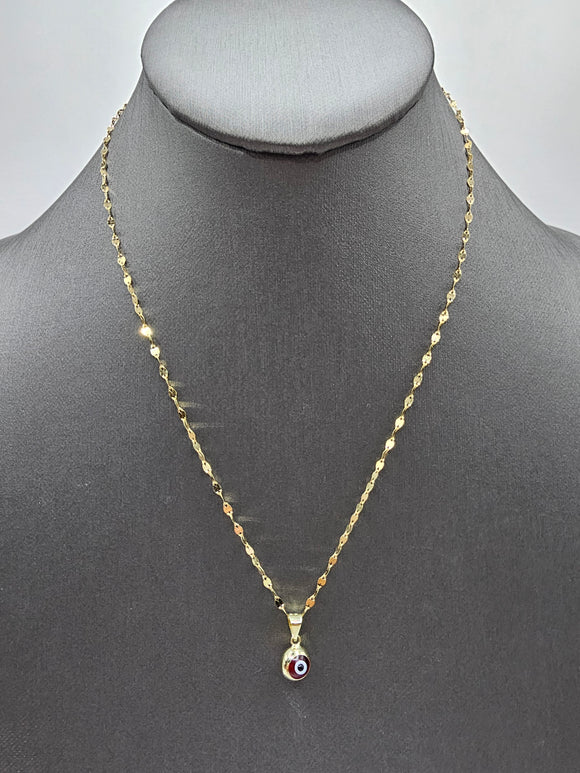 *Special Set* 14k Gold Chain w/pendant - Red Evil Eye