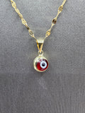 *Special Set* 14k Gold Chain w/pendant - Red Evil Eye