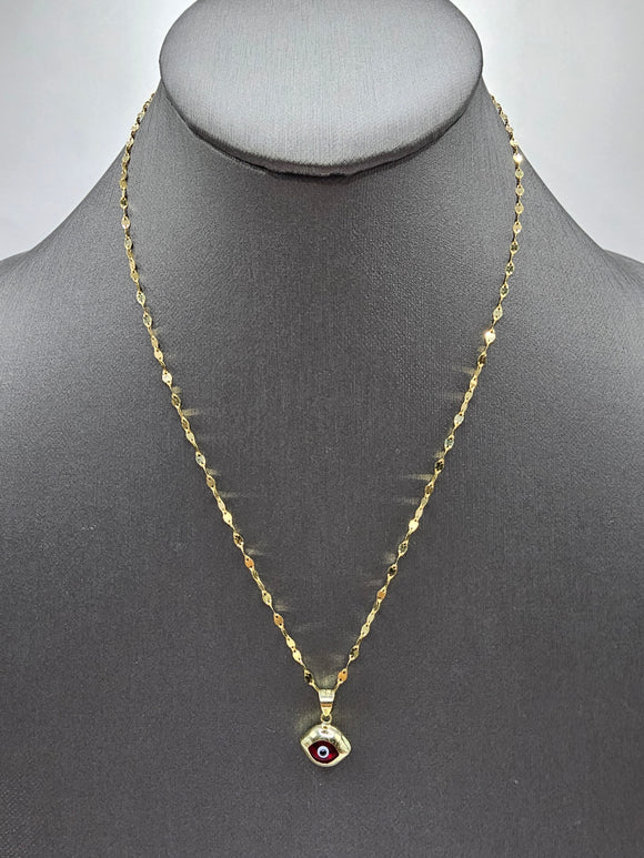 *Special Set* 14k Gold Chain w/pendant - Red Evil Eye