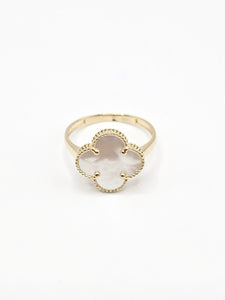 14K Gold Ring - White Clover