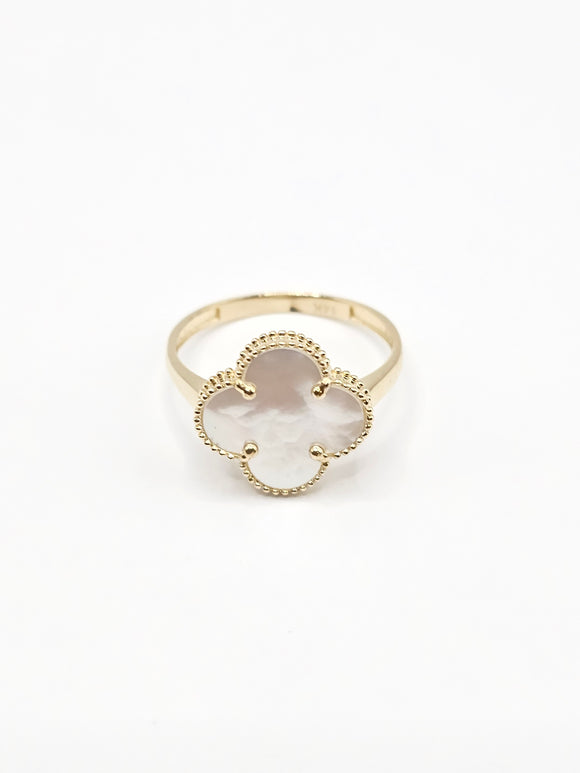 14K Gold Ring - White Clover