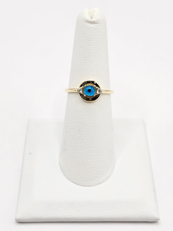 14K Gold Ring - Blue Evil Eye