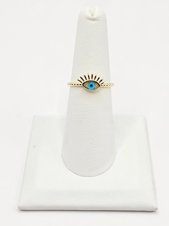 14K Gold Ring - Blue Evil Eye