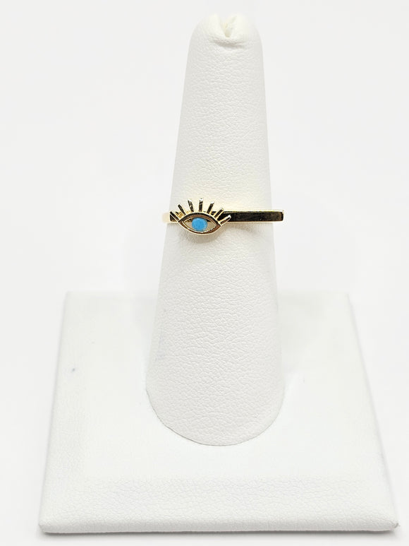 14K Gold Ring - Blue Evil Eye