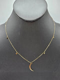 14k Gold Necklace - Moon w/Stars