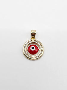 14k Gold pendant - Red Evil Eye