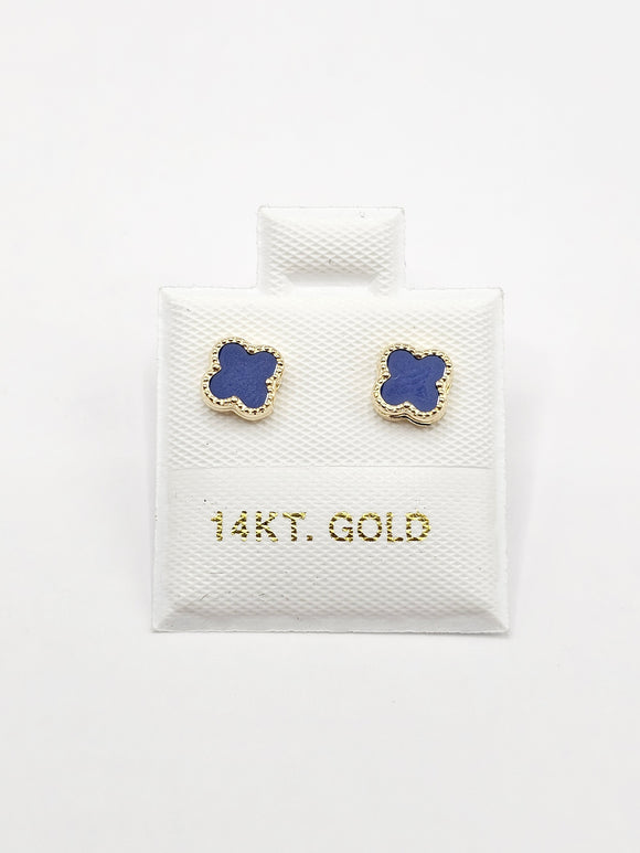 14K Gold Earrings - Blue