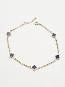 14k Gold Bracelet - Blue Clover