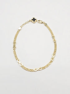 14k Gold Bracelet - Infinity w/Clover