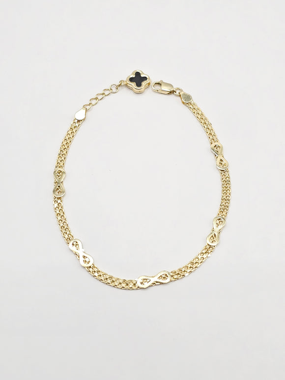 14k Gold Bracelet - Infinity w/Clover