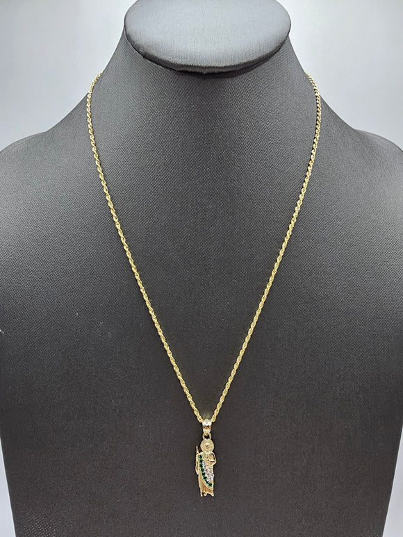 *Special Set* 14k Hollow Gold Chain w/pendant - San Judas