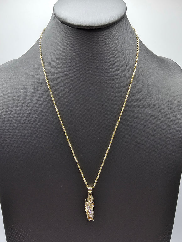 *Special Set* 14k Hollow Gold Chain w/pendant - San Judas