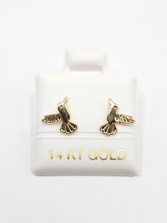 14K Gold Earrings - Hummingbird