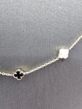 14k Gold Necklace - Black and White Clover