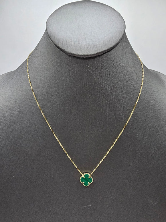 14k Gold Necklace - Green Clover