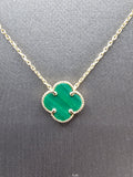 14k Gold Necklace - Green Clover