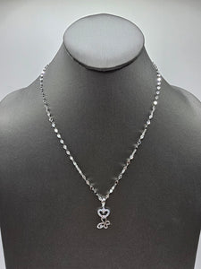 *Special Set* 14k White Gold Chain w/pendant - Heart w/Butterfly