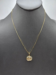 14k Gold Chain w/pendant - Moon & Sun