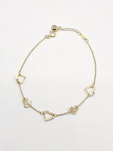 14k Gold Bracelet - Hearts