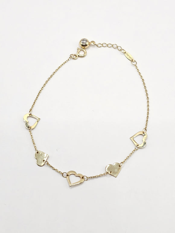 14k Gold Bracelet - Hearts