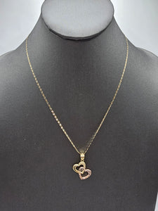 *Special Set* 14k Gold Chain w/pendant - Dual Hearts