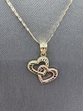 *Special Set* 14k Gold Chain w/pendant - Dual Hearts