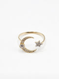 14K Gold Ring - Moon & Star