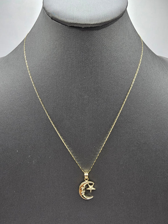 *Special Set* 14k Gold Chain w/pendant - Moon & Star