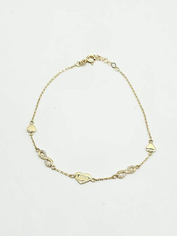 14k Gold Bracelet - Heart w/Infinity