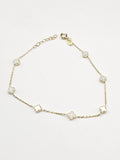 14k Gold Necklace w/Bracelet Set  - White Clover