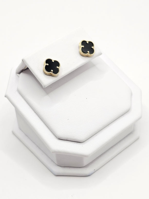 14K Gold Earrings - Black Clover