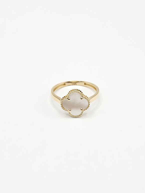 14K Gold Ring - White Clover