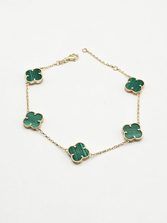 14k Gold Bracelet - Green Clover